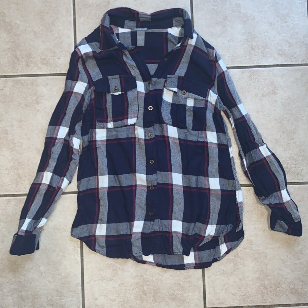 Charlotte Russe Small Plaid Long Sleeve Shirt